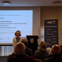 Dr. Julia Landau und Johannes Streitberger während der zweiten Veranstaltung in Pößneck, 27. März 2025. Foto: Andreas Blümel.