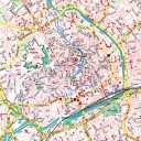 Ausschnitt aus einem Stadtplan der Stadt Erfurt mit eingezeichneten Konspirativen Wohnungen des MfS in Erfurt. In einem Projekt des ehem. Vereins "Gesellschaft für Zeitgeschichte" wurden bis 2007 die Wohnungen systematisch erfasst und kartografiert. Bildr
