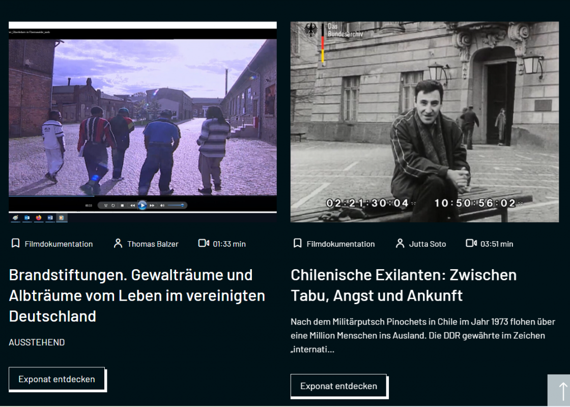 Screenshot der Website "Diktaturerfahrung und Transformation. Deutungen und Perspektiven"